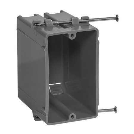 GARDNER BENDER Electrical Box, 20 cu in, Switch/Outlet Box, 1 Gang, PVC, Rectangular BOX-NS20